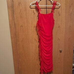 Elegant Red Ruched Dress
